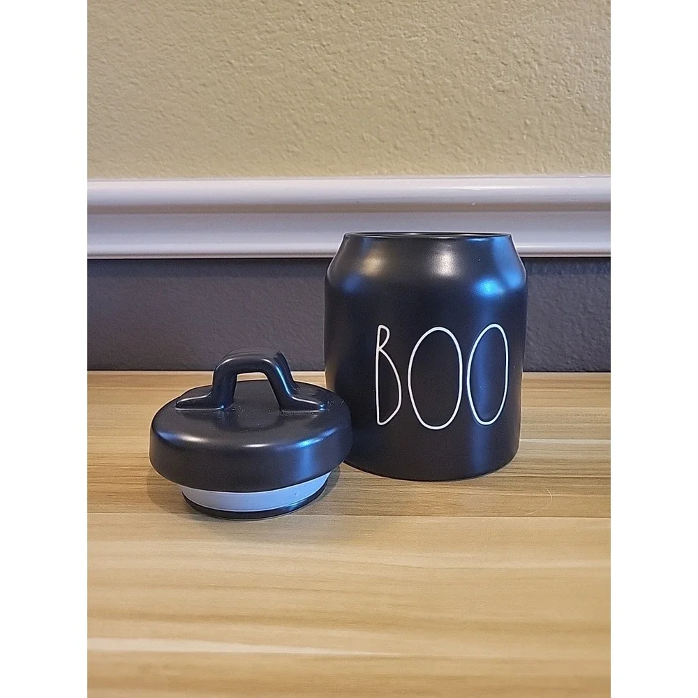 Rae Dunn BOO Chubby Baby Canister Halloween Black LL Long Letter Ceramic